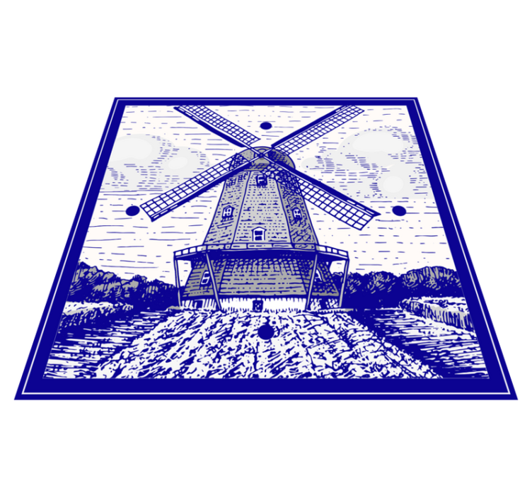 Alfombra vinílica cocina azul de delft - TenVinilo