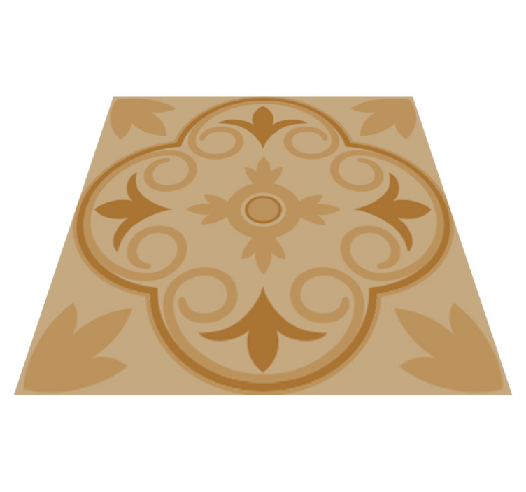 Alfombra vinílica cocina patrón floral vintage beige - TenVinilo