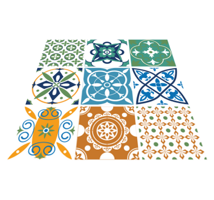 Alfombra vinílica cocina mezcla de azulejos porcelánicos - TenVinilo