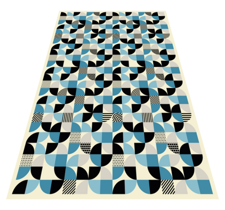 Alfombra vinílica cocina patrón bauhaus azul retro - TenVinilo