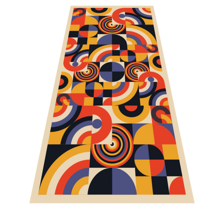 Alfombra vinílica cocina círculos bauhaus coloridos - TenVinilo