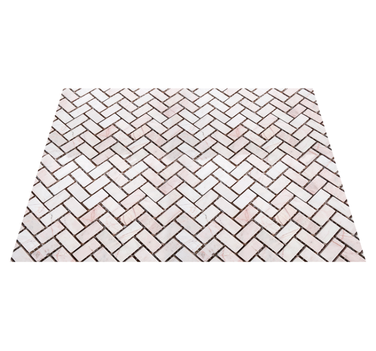 Alfombra vinílica cocina azulejos de mármol en espiga - TenVinilo