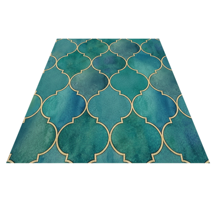 Alfombra vinílica cocina jade verde con acentos dorados - TenVinilo
