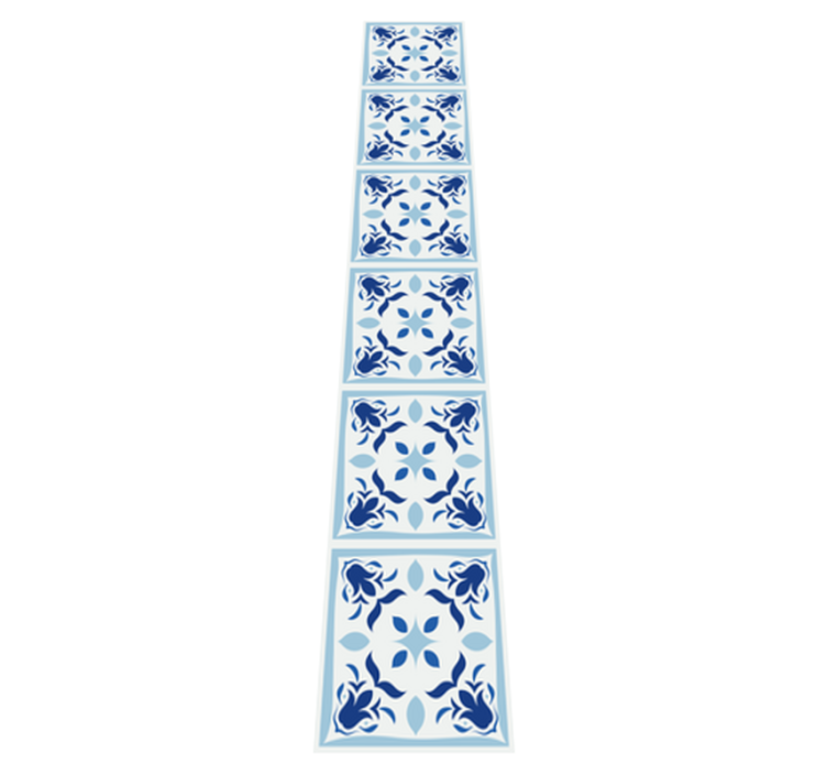 Alfombra vinílica cocina azulejos portugueses florales - TenVinilo