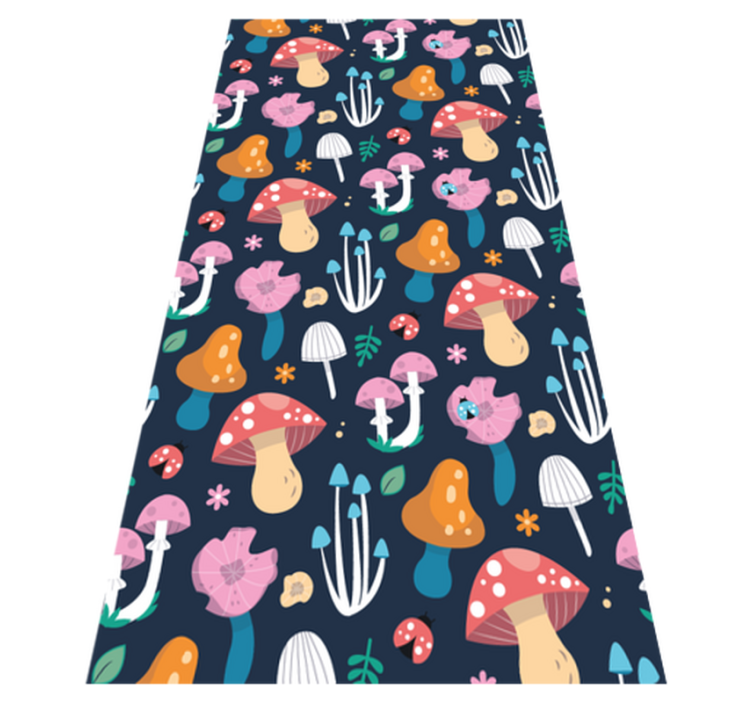 Alfombra vinílica cocina estampado de setas y mariquitas - TenVinilo