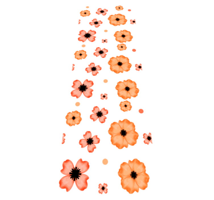 Alfombra vinílica dormitorio patrón acuarela naranja y rosa - TenVinilo