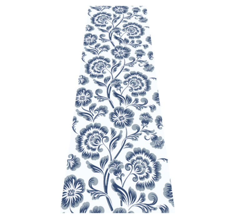 Alfombra vinílica dormitorio flores azules vintage - TenVinilo