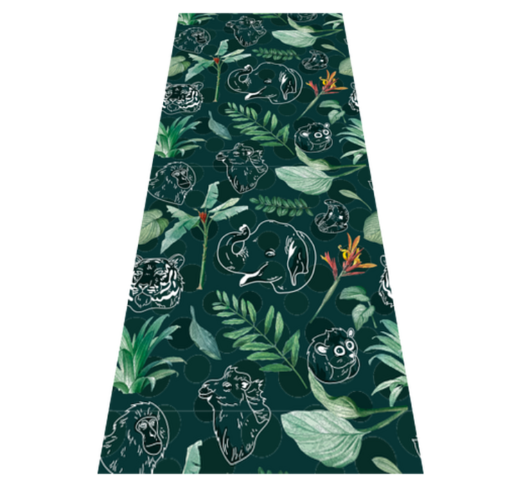 Alfombra vinílica dormitorio patrón de animales y árboles - TenVinilo