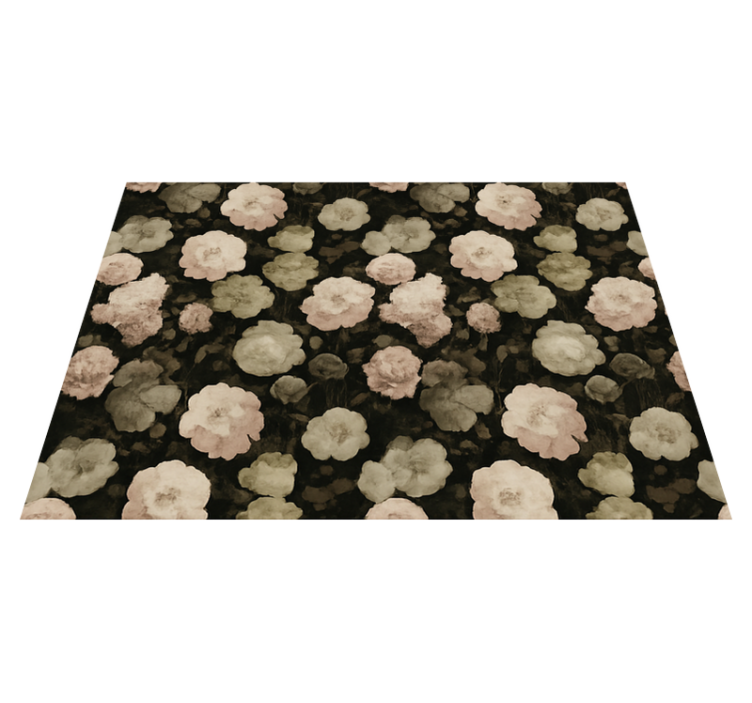 Alfombra vinílica dormitorio patrón floral retro oscuro - TenVinilo