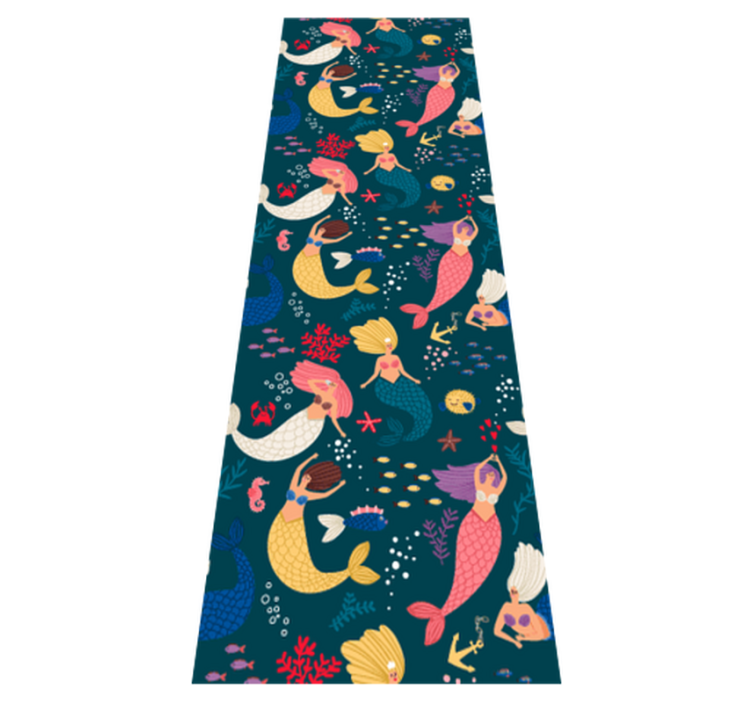 Alfombra vinílica dormitorio patrón de sirenas azul oscuro - TenVinilo