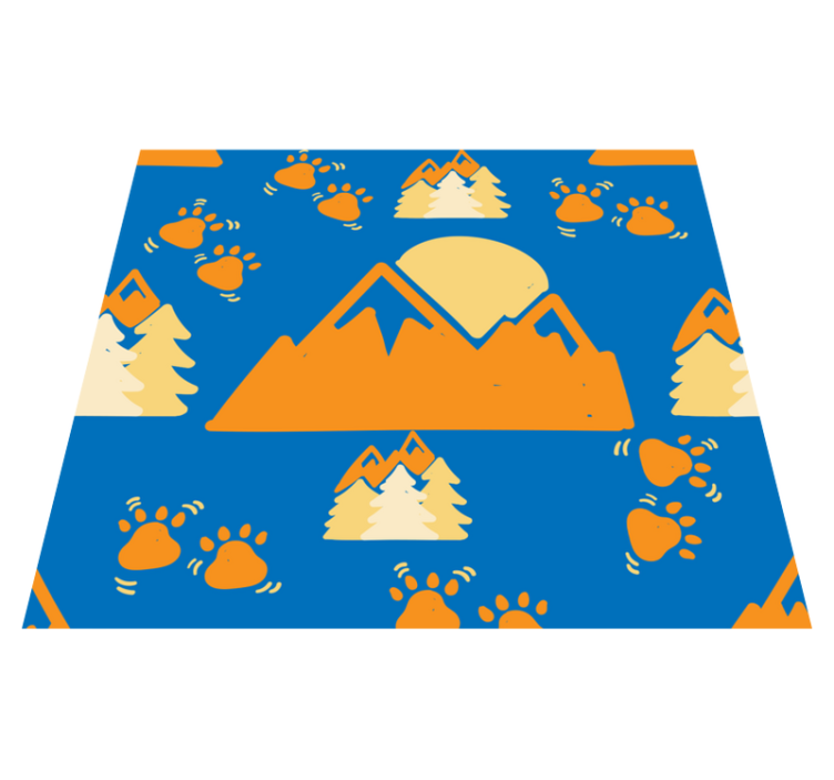 Alfombra vinílica dormitorio huellas en montaña azul - TenVinilo