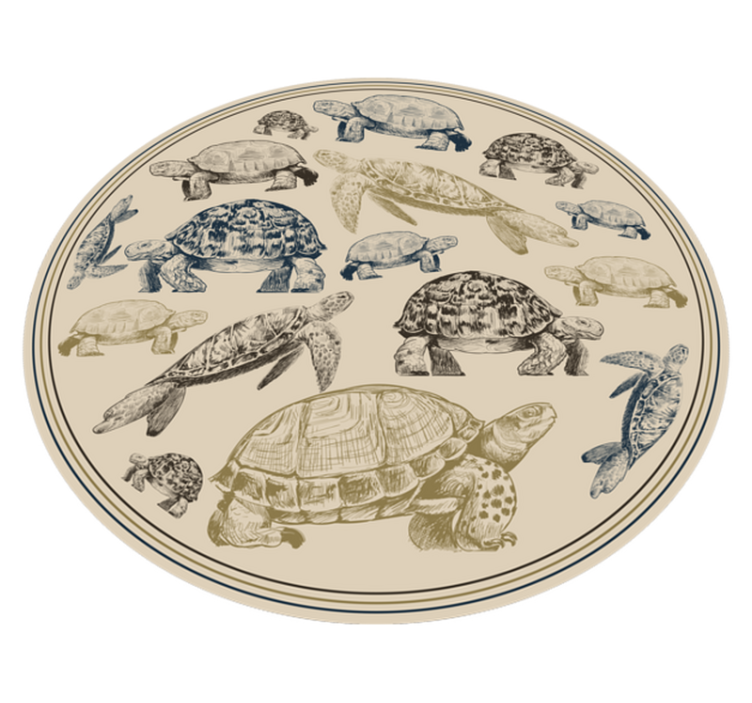 Alfombra vinílica animales ilustraciones de tortugas - TenVinilo