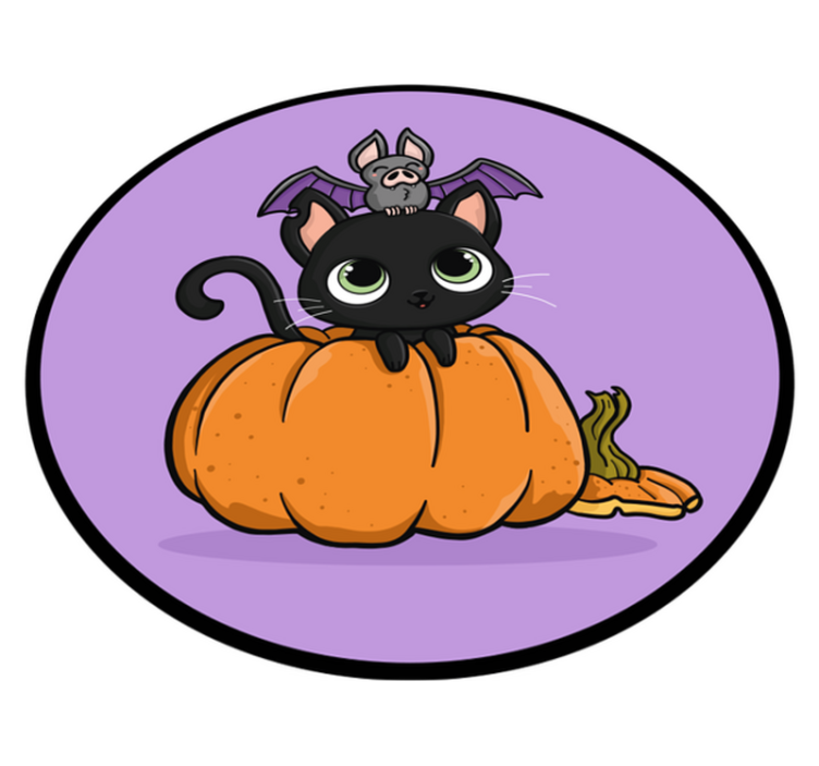 Alfombra vinílica halloween gato murciélago halloween - TenVinilo
