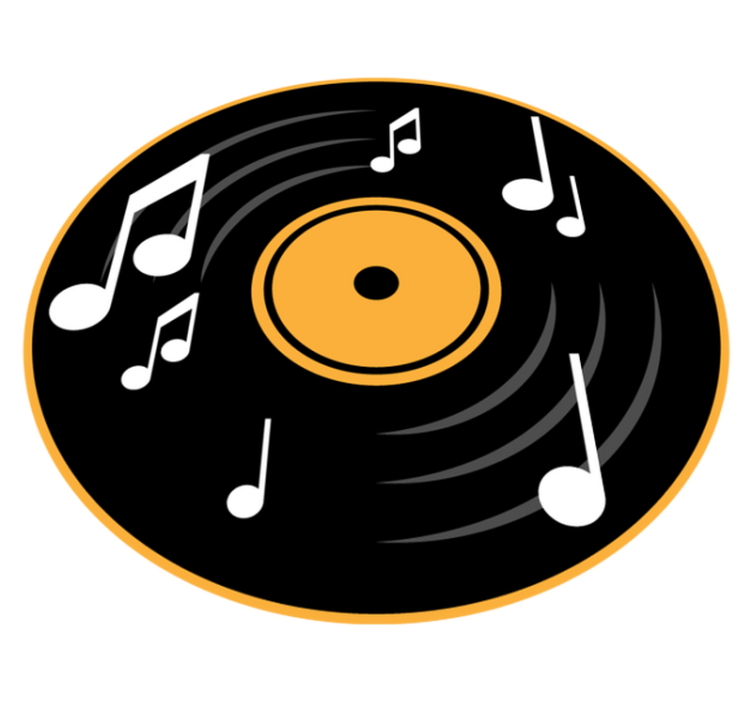 Alfombra vinílica redonda motivo de disco musical - TenVinilo