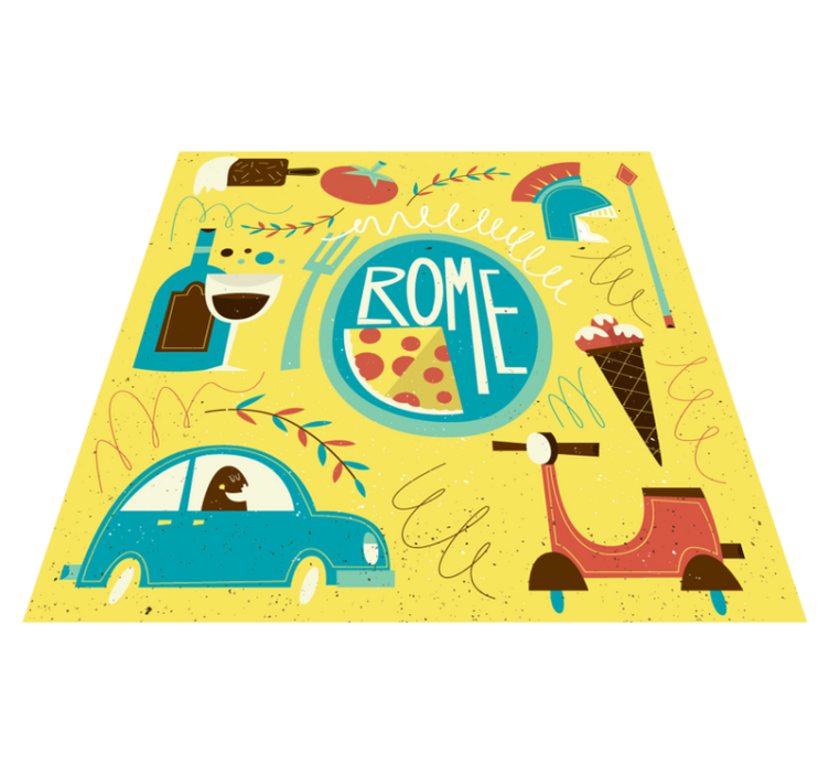 Alfombra vinílica abecedario ilustración del tema de roma - TenVinilo