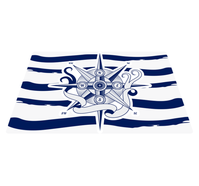 Alfombra vinílica mapamundi brújula náutica - TenVinilo