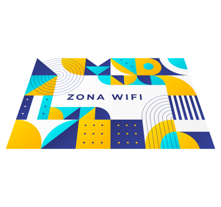 Alfombra vinílica frase zona de WiFi Diseño Geométrico - TenVinilo