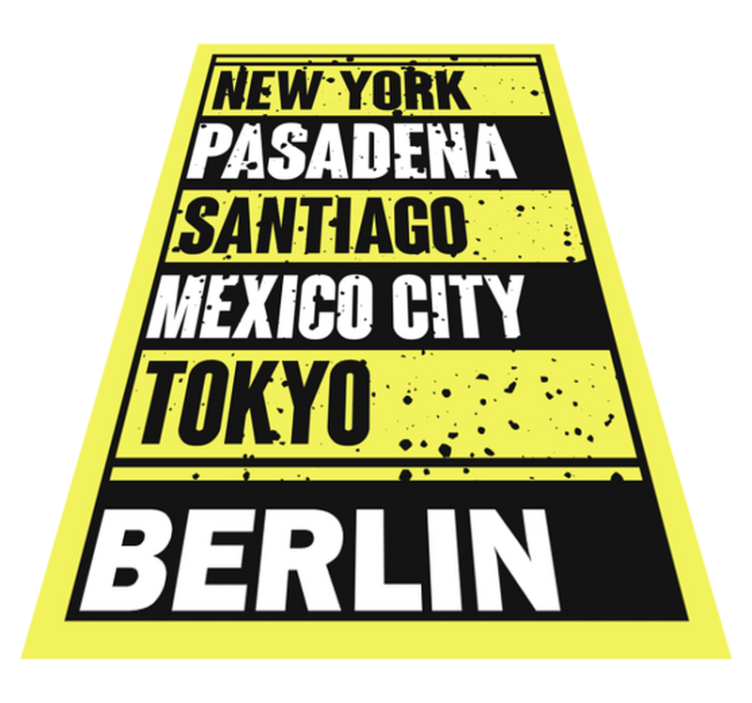 Alfombra vinílica frase superposición de texto de ciudades - TenVinilo