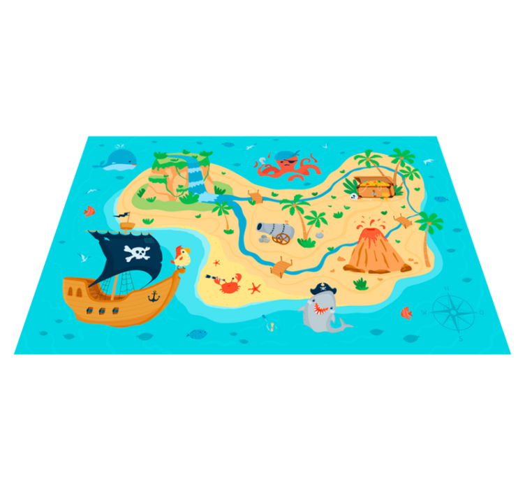 Alfombra vinílica juegos mapa de aventuras piratas - TenVinilo