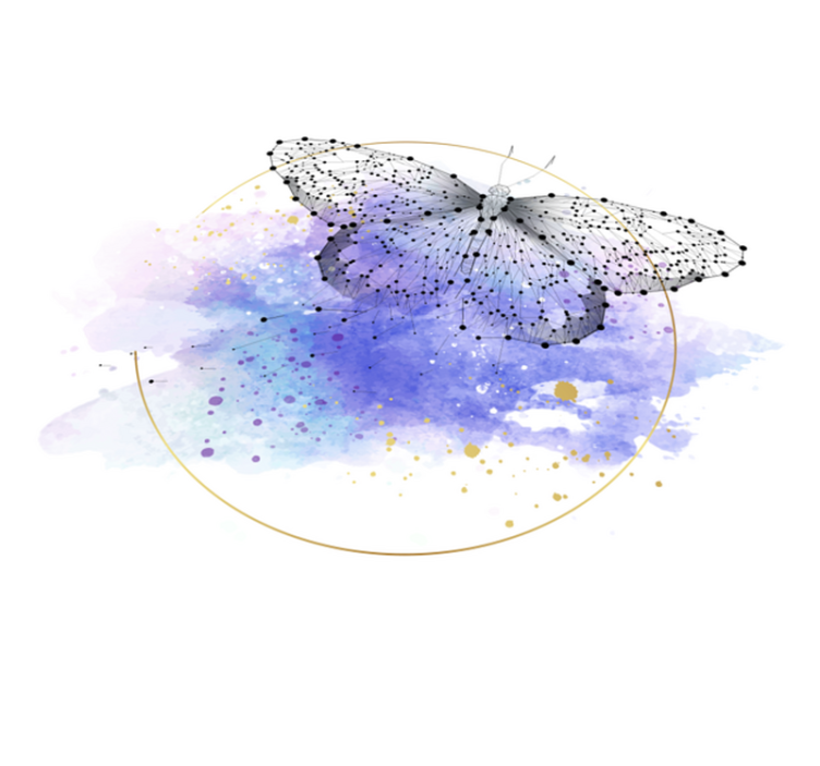 Alfombra vinílica flores mariposa acuarela - TenVinilo