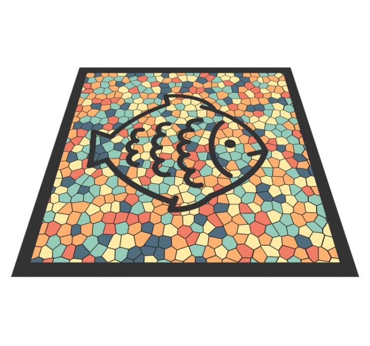 Alfombra vinílica mosaico patrón de peces - TenVinilo