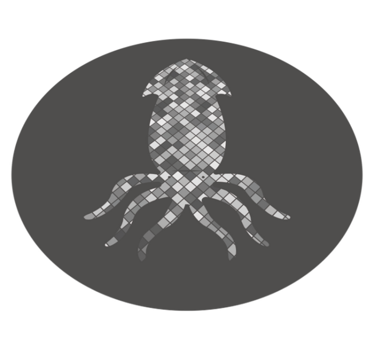 Alfombra hidráulica silueta de calamar mosaico - TenVinilo