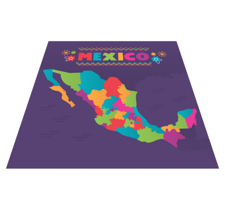 Alfombra vinílica mapamundi colorido mapa de méxico - TenVinilo