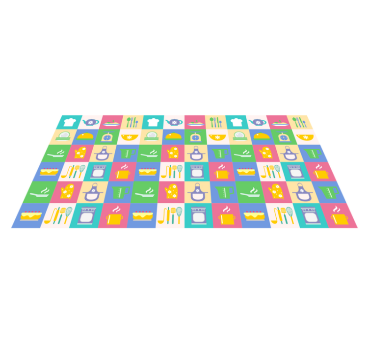 Alfombra vinilo cocina iconos de cocina coloridos - TenVinilo