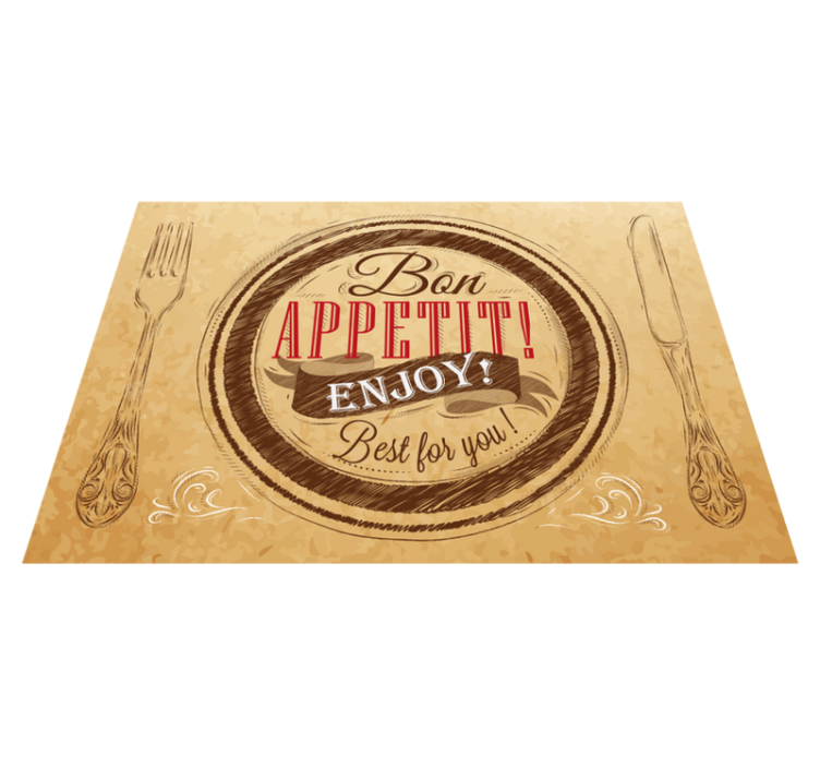 Alfombra vinílica frase buen provecho disfruta - TenVinilo