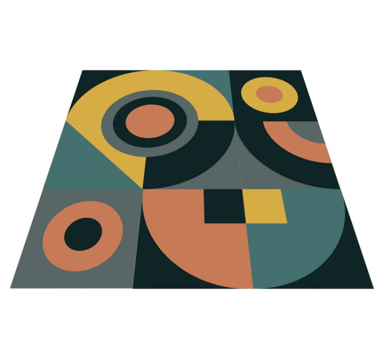 Alfombra vinílica geométrica composición de formas - TenVinilo