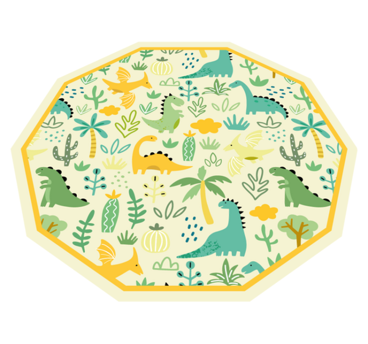 Alfombra vinílica infantil hexágono de dinosaurio - TenVinilo