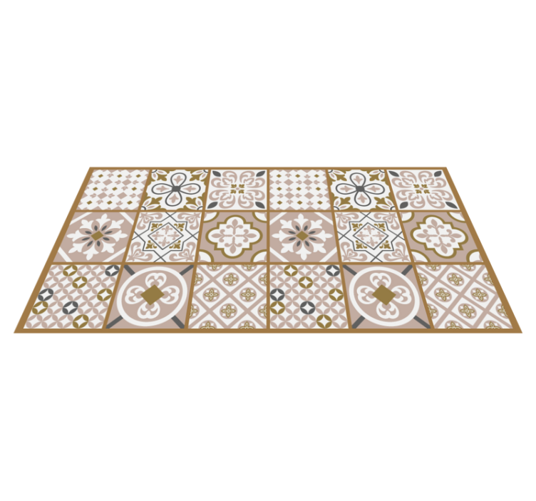 Alfombra vinílica cocina azulejos marrones pastel - TenVinilo