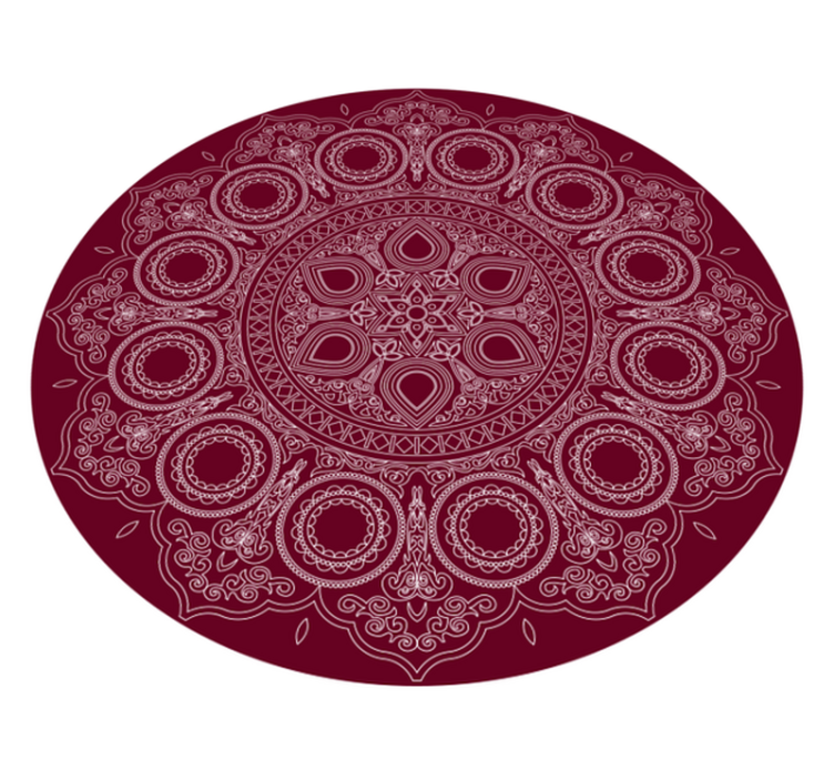 Alfombra vinílica mandala motivo rojo burdeos - TenVinilo
