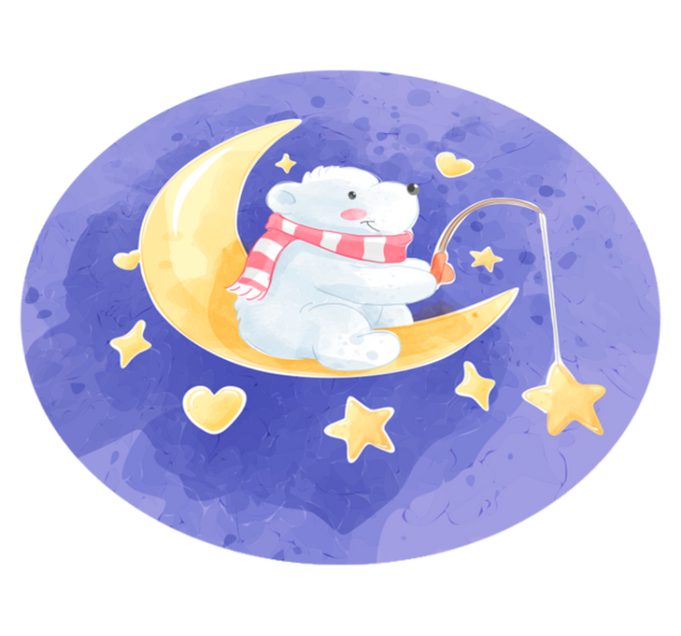 Alfombra vinílica bebé cachorro de oso iluminado por la luna - TenVinilo