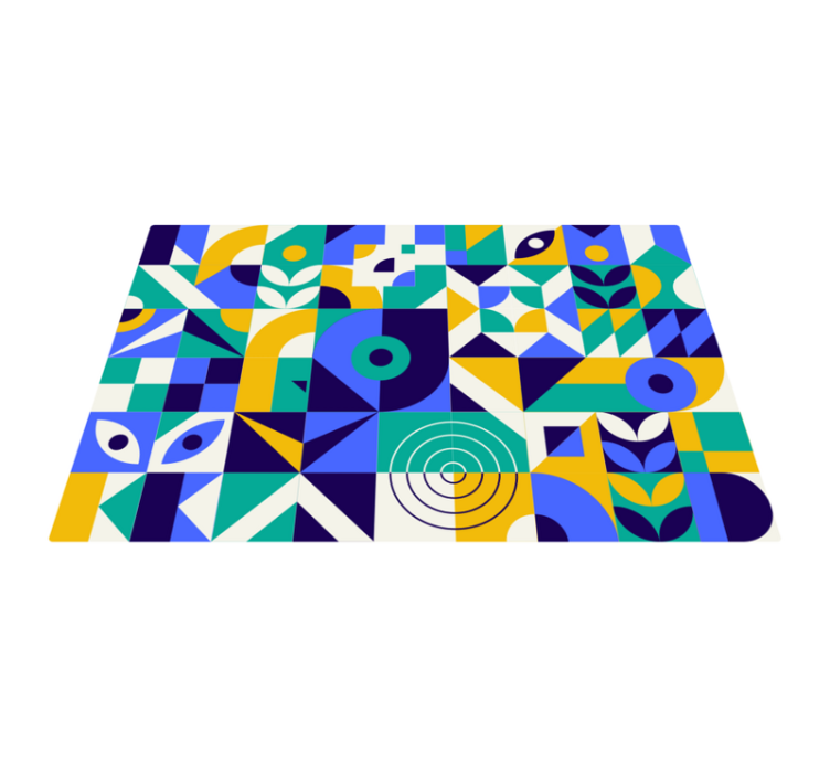 Alfombra vinílica geométrica con patrones geométricos vivos - TenVinilo