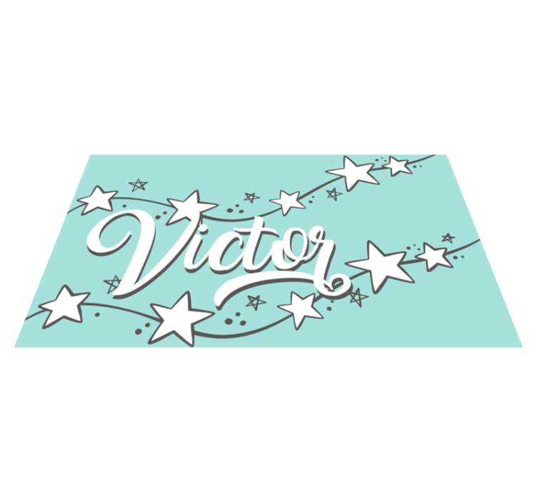 Alfombra vinilo azul estrellas con nombre  - TenVinilo