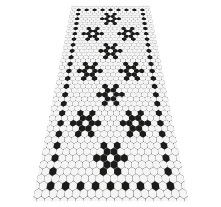 Alfombra vinílica baño mosaico blanco y negro - TenVinilo