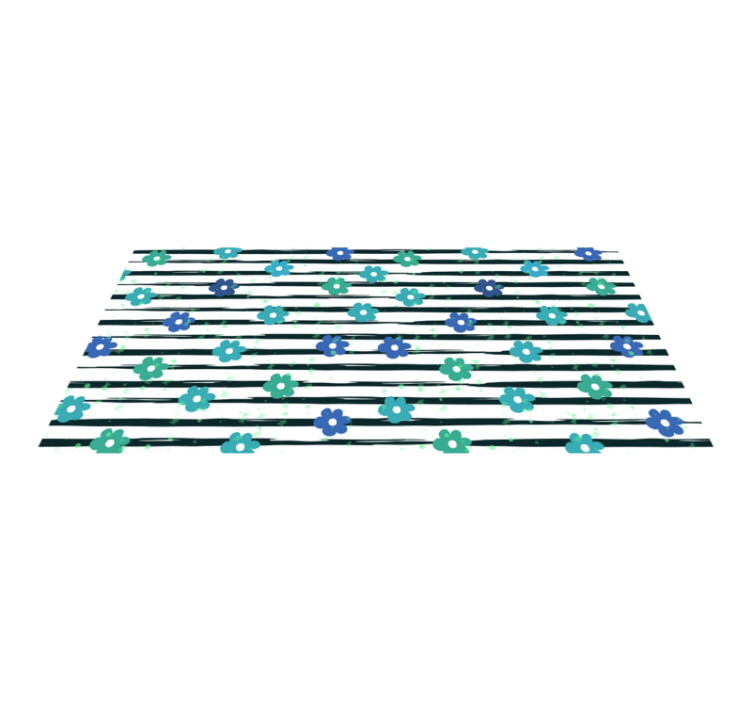 Alfombra vinilo cocina diseño de rayas florales - TenVinilo