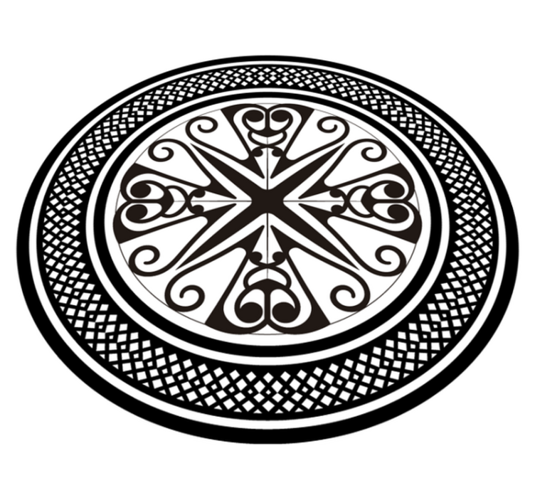Alfombra vinílica geométrica inlay de espirales circulares - TenVinilo
