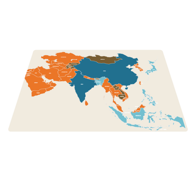 Alfombra vinílica mapamundi silueta de mapa colorido - TenVinilo