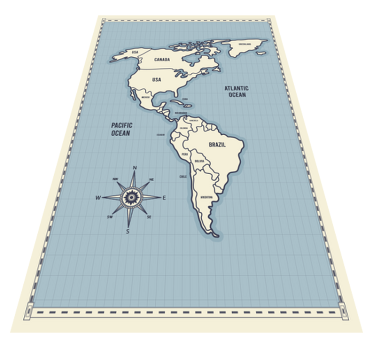 Alfombra vinílica mapamundi mapa de américa - TenVinilo