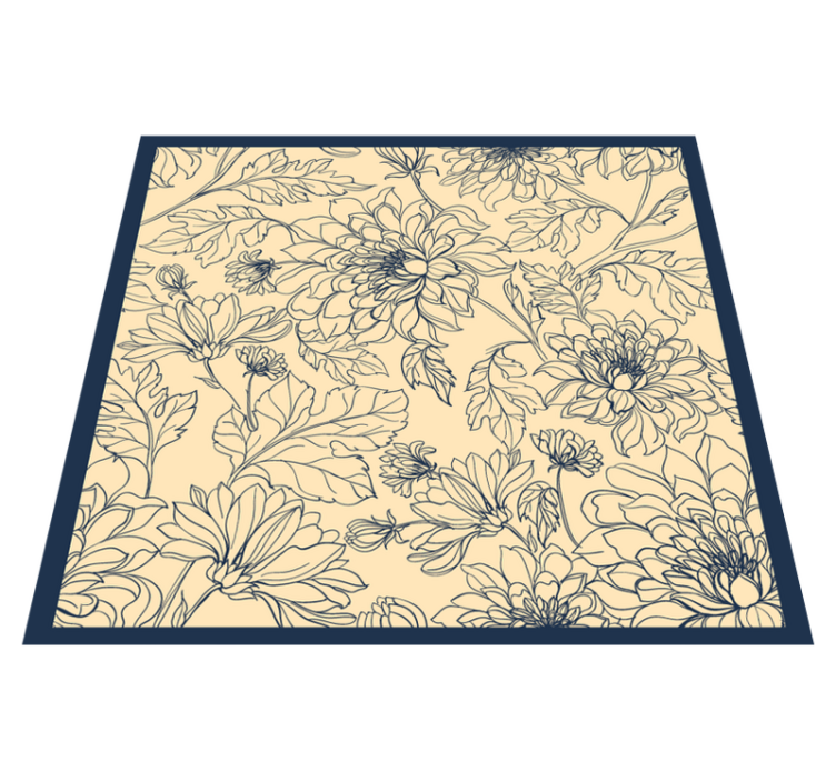 Alfombra vinilo salón elegante contorno floral - TenVinilo
