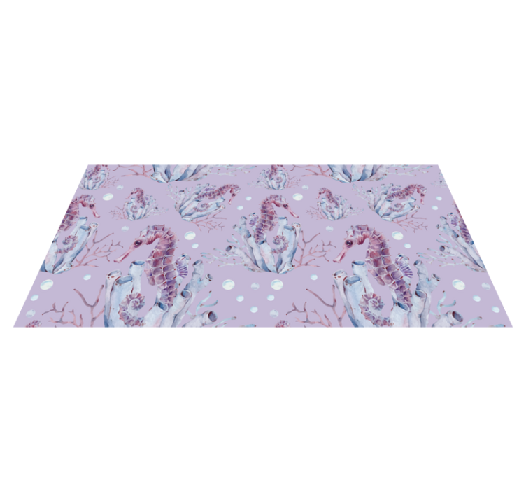 Alfombra vinilo baño diseño de coral de caballito de mar - TenVinilo