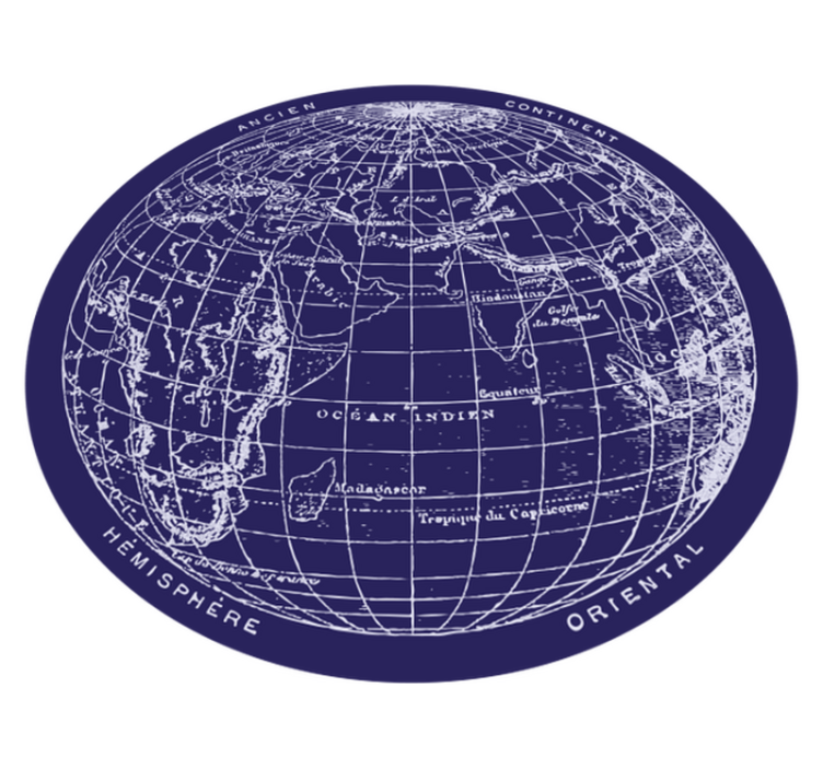 Alfombra vinílica redonda mapamundi meridianos - TenVinilo