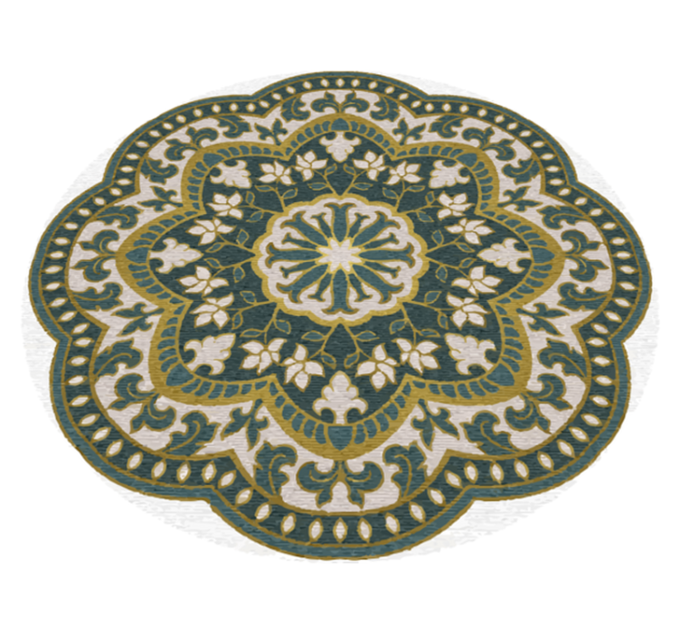 Alfombra vinílica mandala motivo floral circular verde - TenVinilo