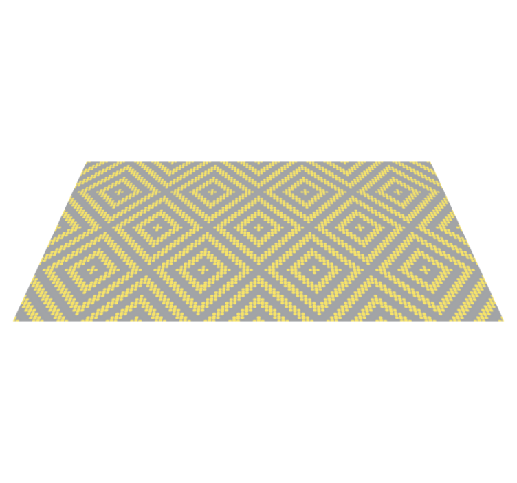 Alfombra vinílica geométrica patrón cuadrado amarillo y gris - TenVinilo