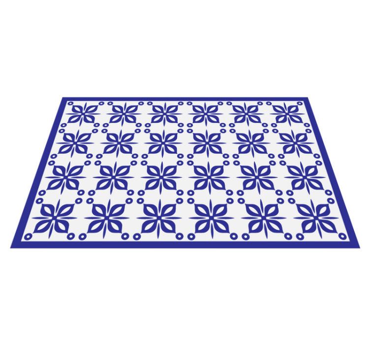 Alfombra hidráulica vinílica elemento floral azul - TenVinilo