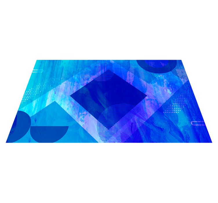 Alfombra vinílica minimalista motivos geométricos azules - TenVinilo