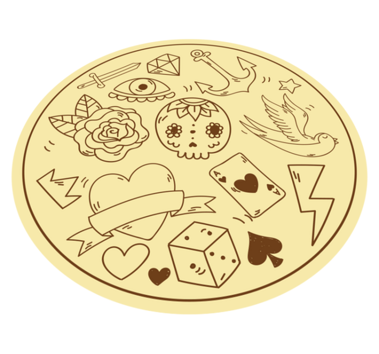 Alfombra vinílica juvenil símbolos de tatuajes - TenVinilo