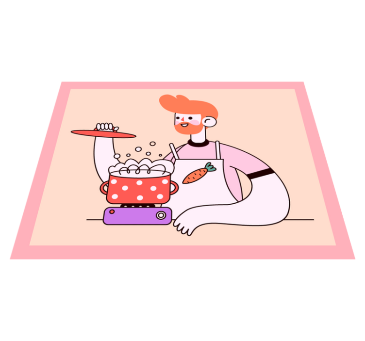 Alfombra vinilo cocina hombre pelirrojo cocinando - TenVinilo